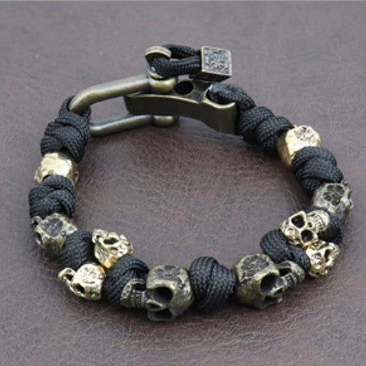 Brazalete de cuerda con adorno de calavera - Zhibo