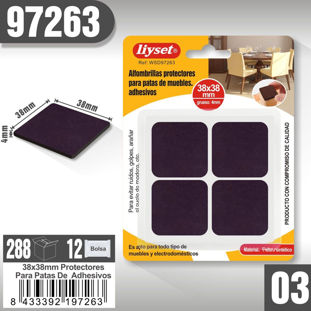 Liyset - Alfombrillas protectoras para Patas de muebles Cuadrada