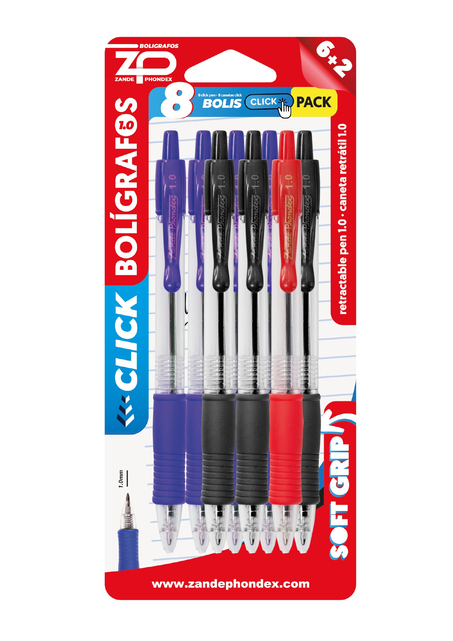 Zp - 8 BOLIGRAFOS SURTIDOS 1mm