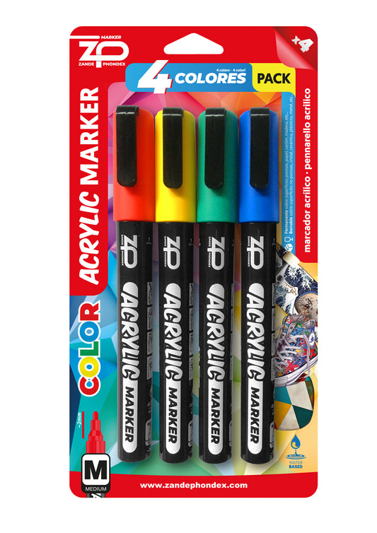 Zp - B/ 4 PERMANENTES ACRÍLICOS COLORES