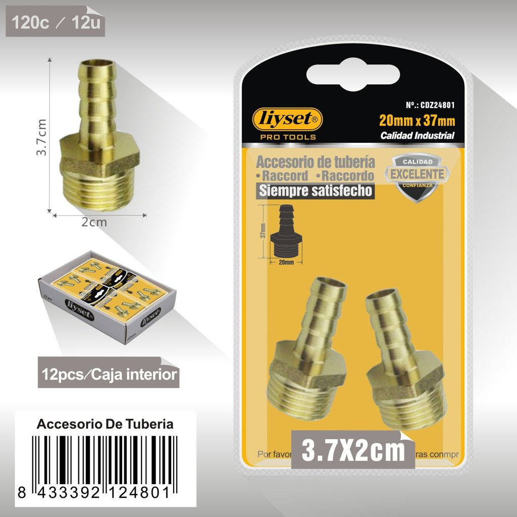 Liyset - Adaptador Rosca Macho 20x 37mm