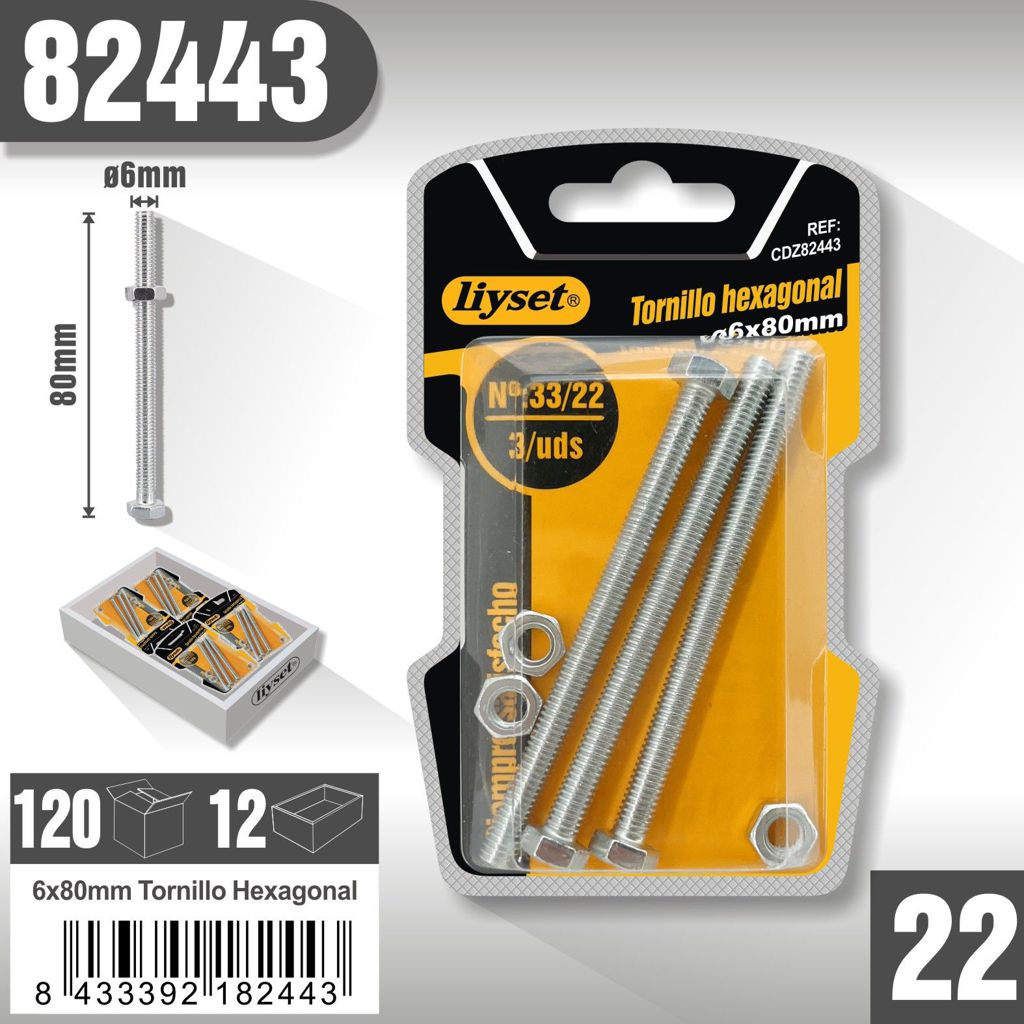 Liyset - Tornillo Hexagonal 6 x 80mm