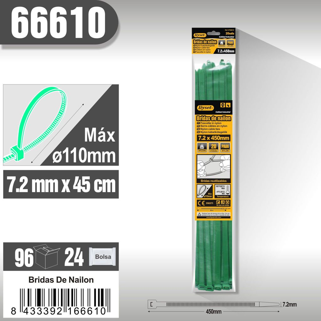 Liyset - Bridas de Nailon 7.2 x 450mm