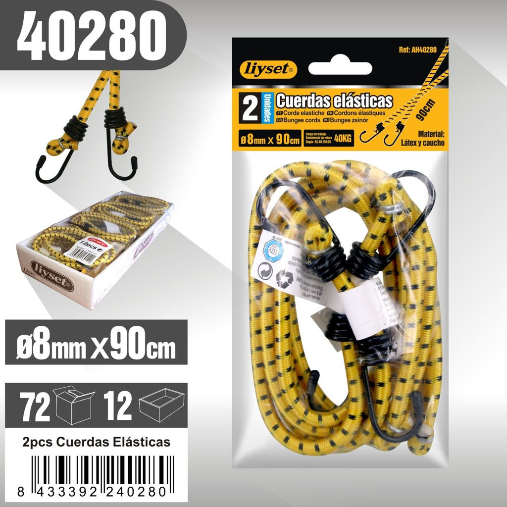 Liyset - Cuerdas Elásticas  90 cm de largo x 8 mm de grosor