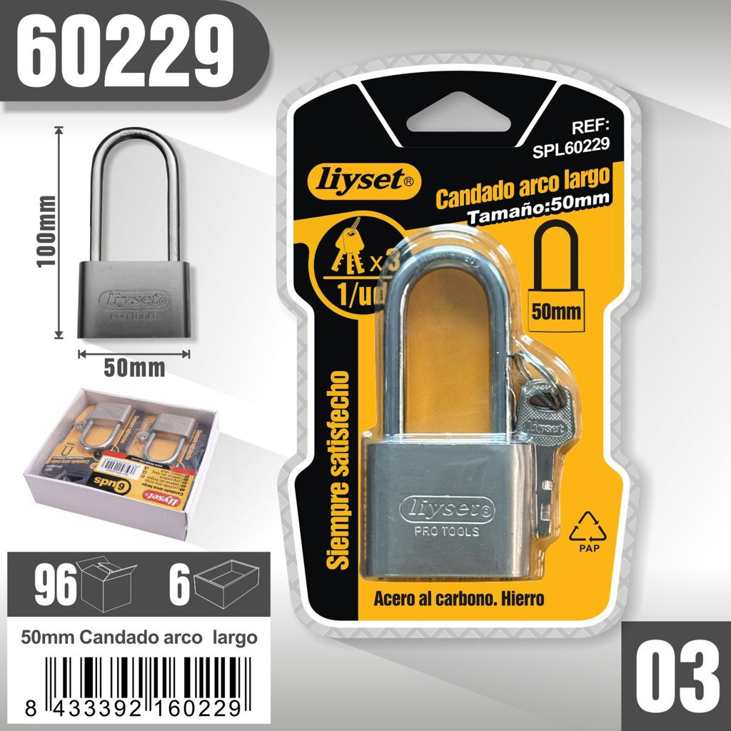 Liyset - Candado Arco Largo 50mm