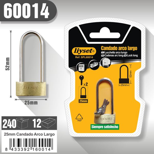 Liyset - Candado Arco Largo 20 x 52mm