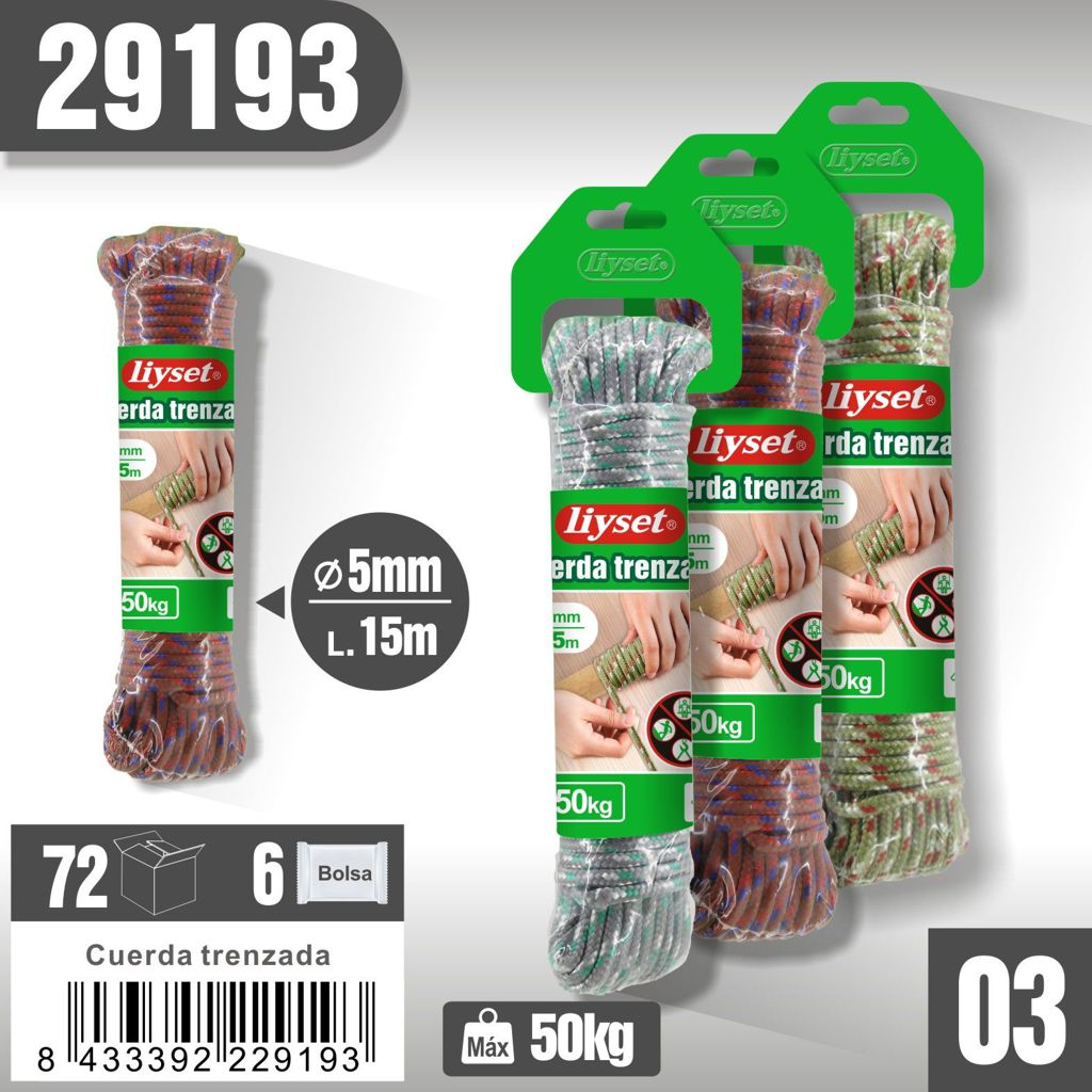 Liyset - Cuerda trenzada multiusos (5mm x 15m)