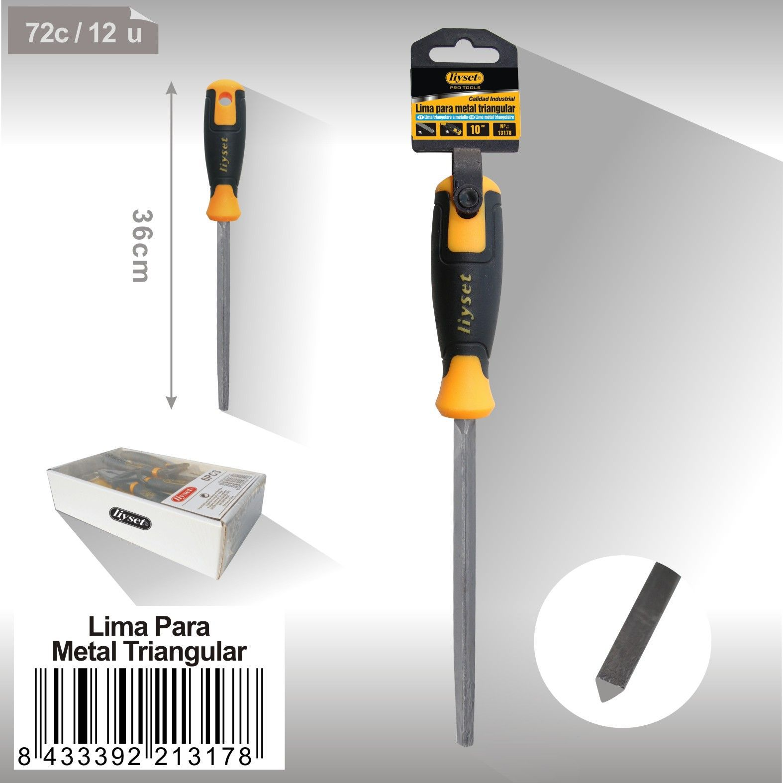 Liyset - Lima para Metal triangular 36cm