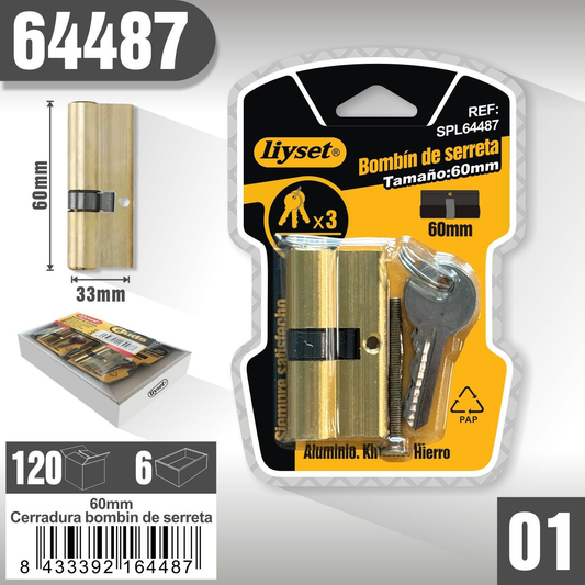 Liyset - Cerradura Bombin de Serreta 60mm