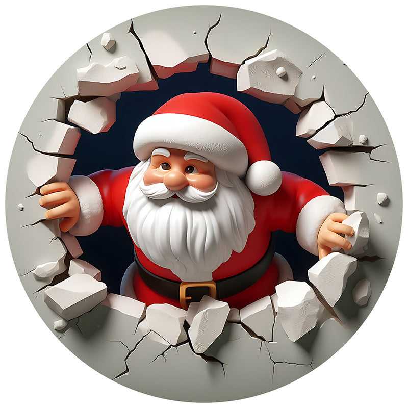 Navidad - Adornos redondos de acrílico de Papá Noel - Zhibo