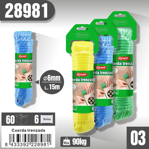 Liyset - Cuerda trenzada multiusos (6mm x 15m)