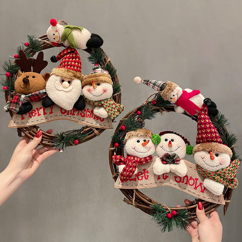 Navidad - Colgante con adornos de anillo de vid navideña - Zhibo
