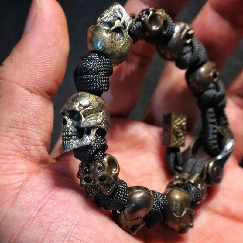 Brazalete de cuerda con adorno de calavera - Zhibo