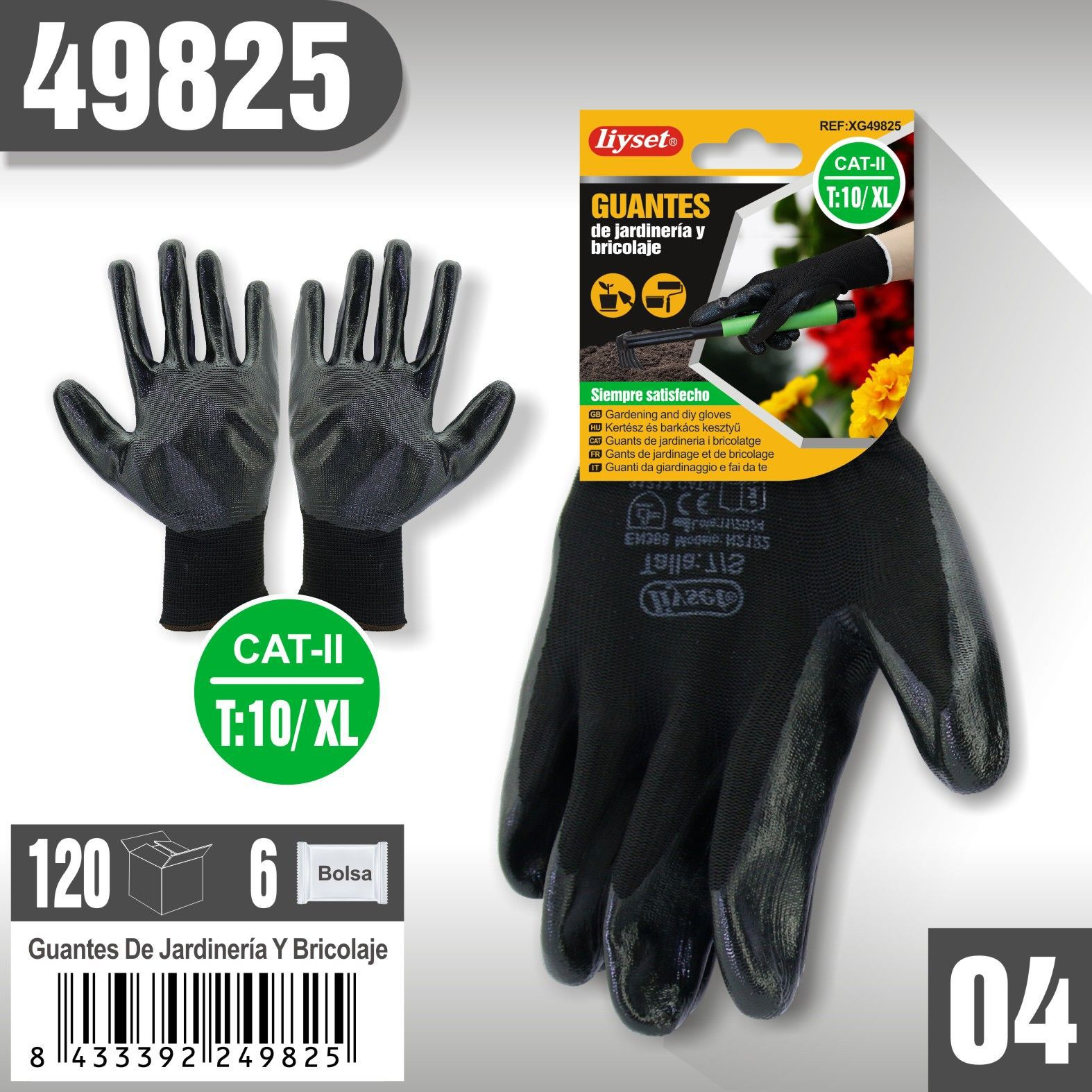 Liyset - Guantes de Jardinaría y Bricolaje XL