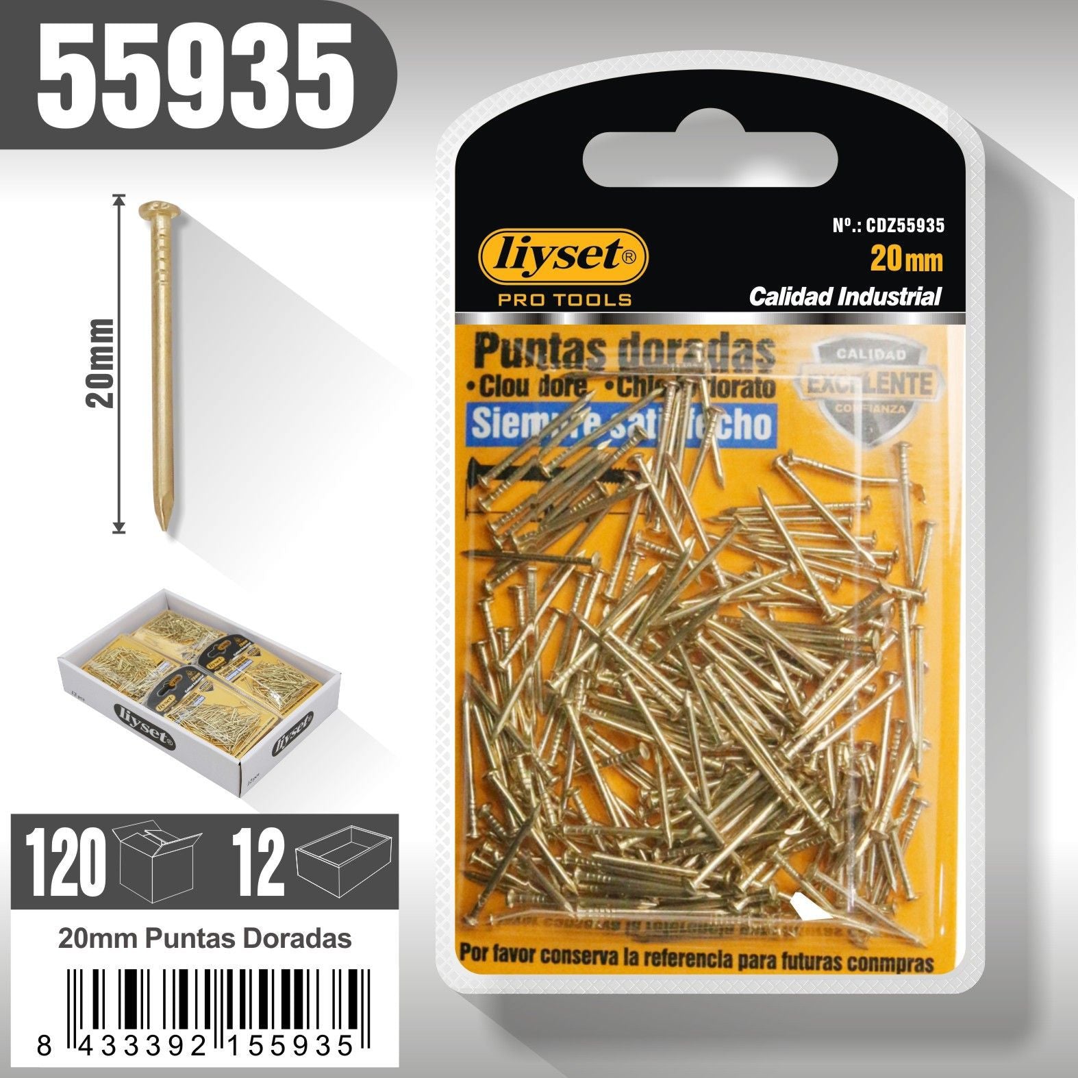 Liyset - Puntas Doradas 20mm