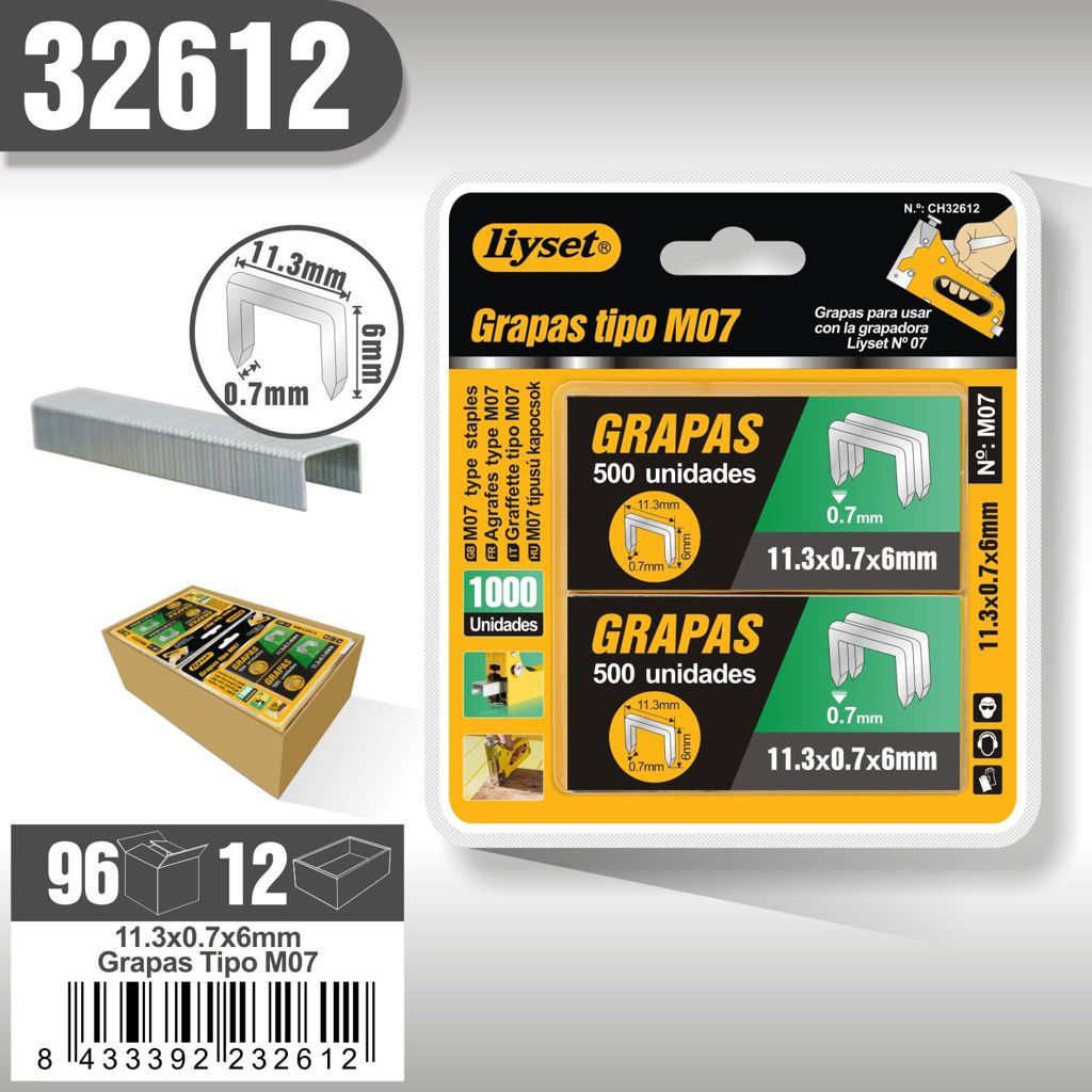 Liyset - Grapas Tipo M07 11.3 x 0.7 x 6mm