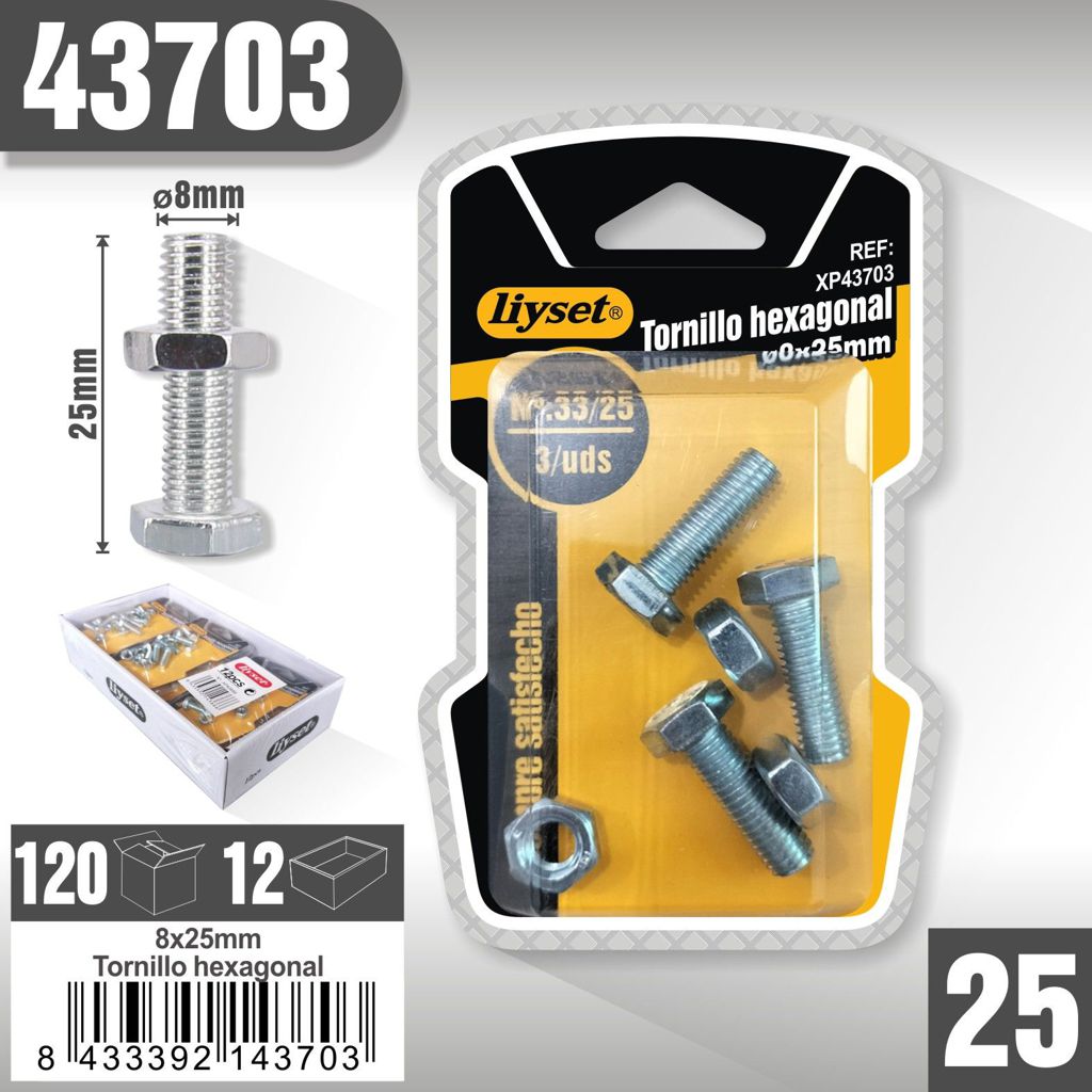 Liyset - Tornillo Hexagonal 8 x 25mm