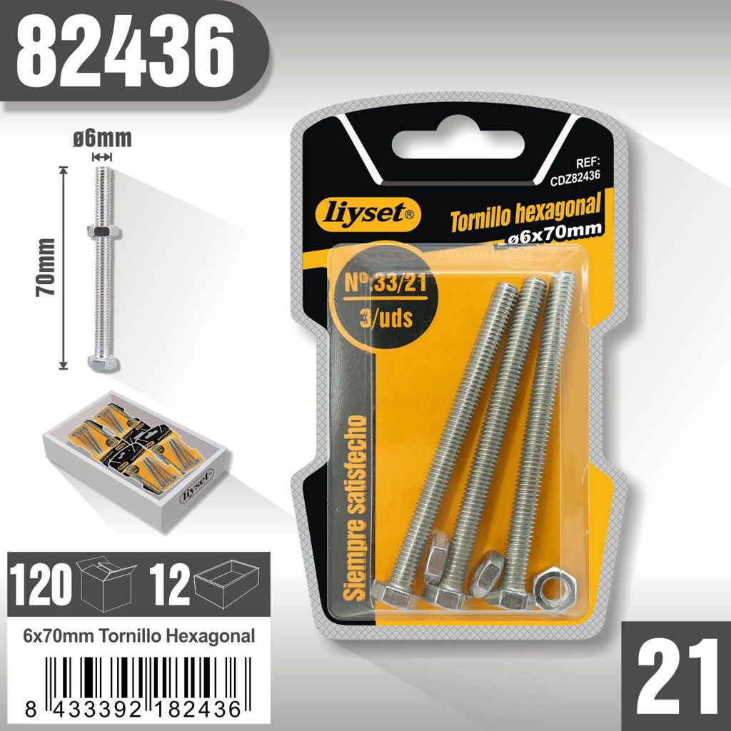 Liyset - Tornillo Hexagonal 6x 70mm