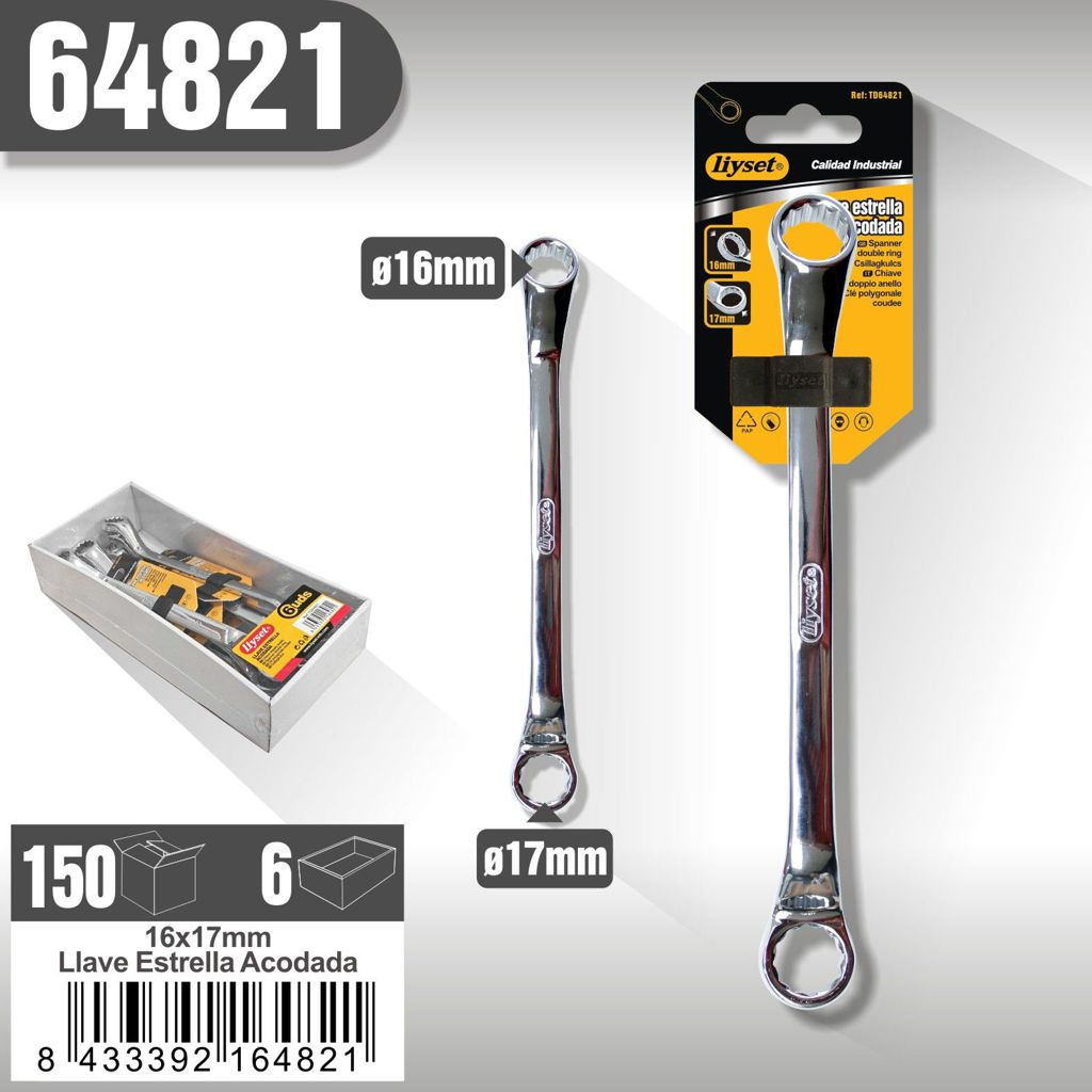 Liyset - Llave Estrella Acodada 16mm