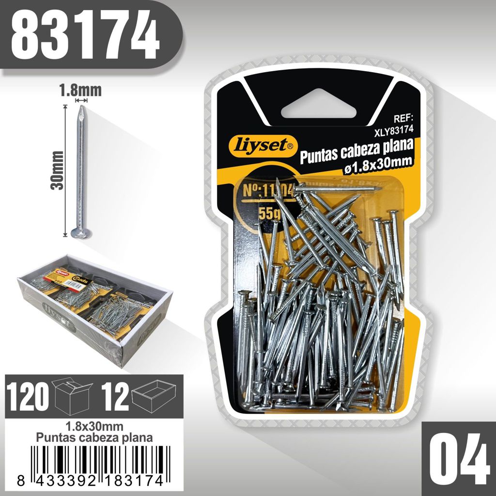 Liyset - Puntas Cabeza Plana 1.8 x 30mm