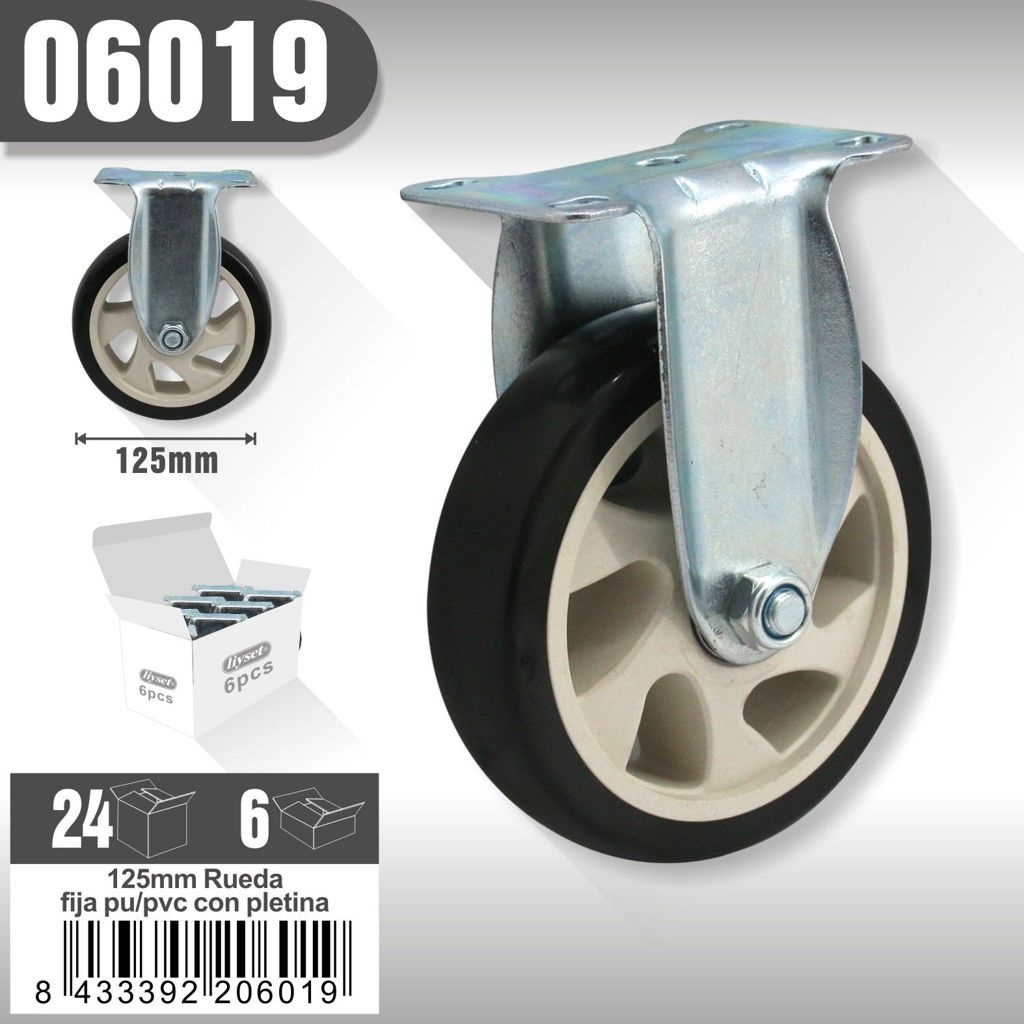 Liyset - Rueda Fija con Pletina 125mm