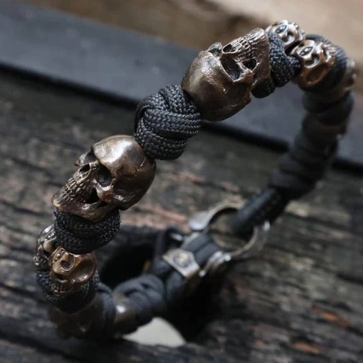 Brazalete de cuerda con adorno de calavera - Zhibo