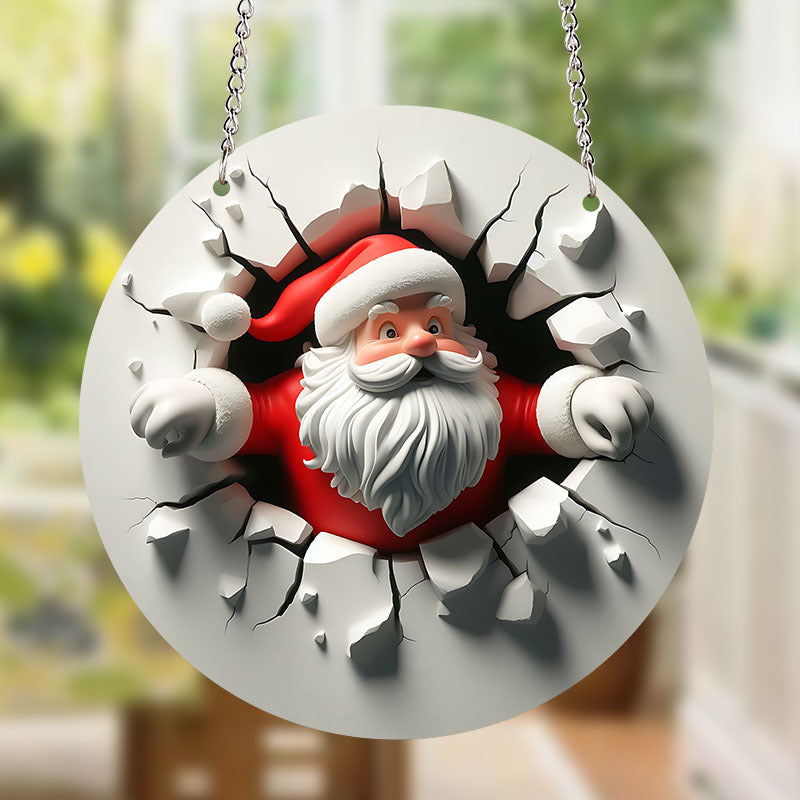 Navidad - Adornos redondos de acrílico de Papá Noel - Zhibo