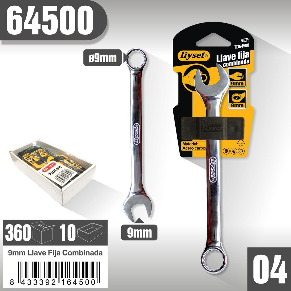Liyset - Llave Fija Combinada 9mm