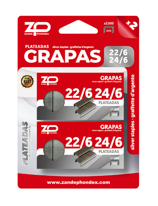 Zp - BLISTER GRAPAS PLATEADAS N22/6