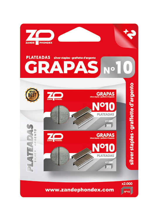 Zp - BLISTER GRAPAS PLATEADAS Nº10