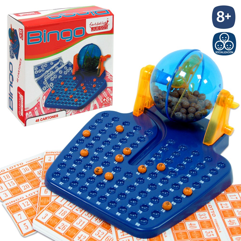 BINGO 48 CARTONES Y 120 FICHAS CAJA IMPRESA 23X 25 CM