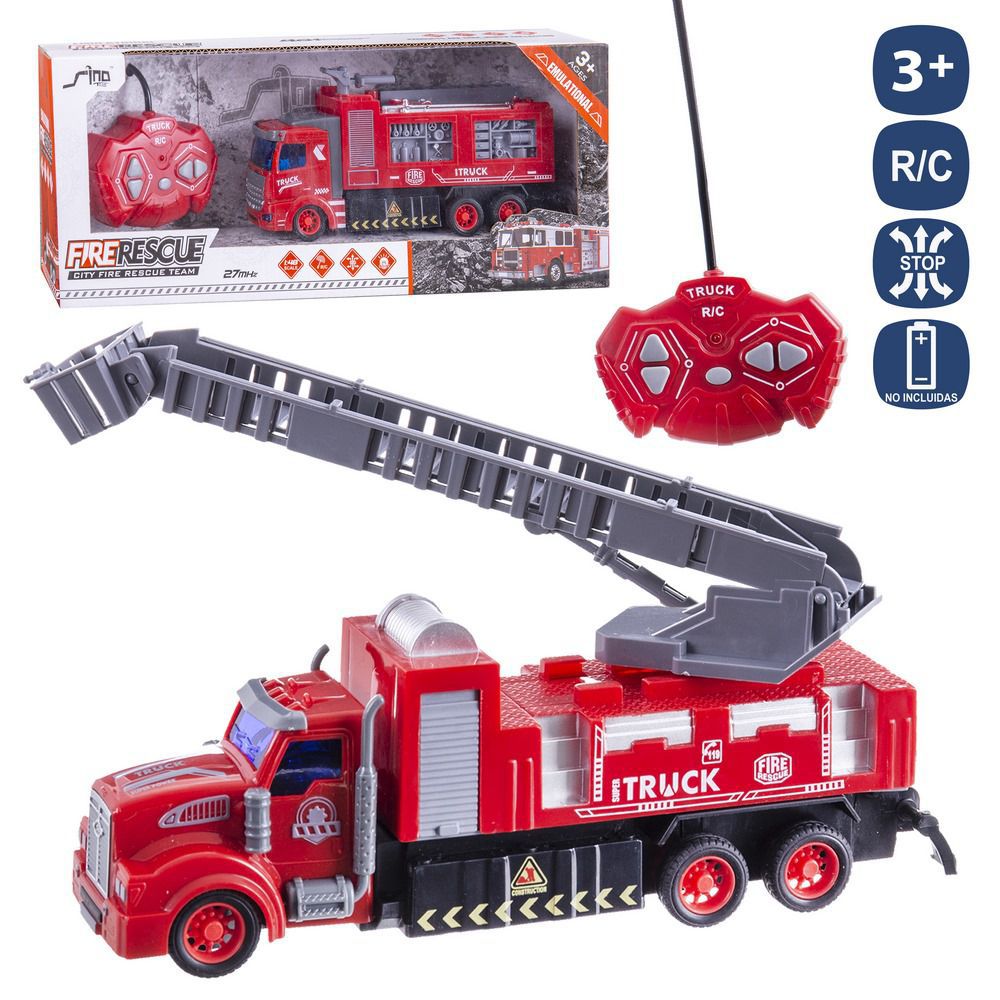 R/CAMIÓN OBRAS PÚBLICAS 7 F 2/M 20 CM OBRAS PUBLICAS. CON LUZ. MANDO BOTON PILAS 2XAA Y MANDO COCHE 3XAA NO INCL. CAJA VENTANA DE 35X14 CM.