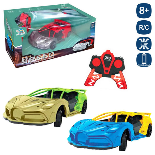 R/C 7F COCHE SQUELETON 3/C 20 CM FUNCIONA CON PILAS COCHE 3XAA+ MANDO 2XAA NO INCLUIDAS -CAJA VENTANA 29X18X24 CM