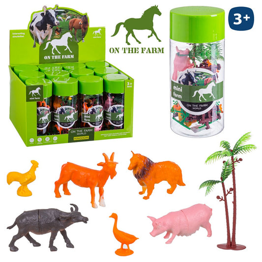 ANIMALES GRANJA PVC 8 X 12 CM TUBO PVC ROSCA 8X 12 CM- CAJA EXPOSITORA 12 UDS