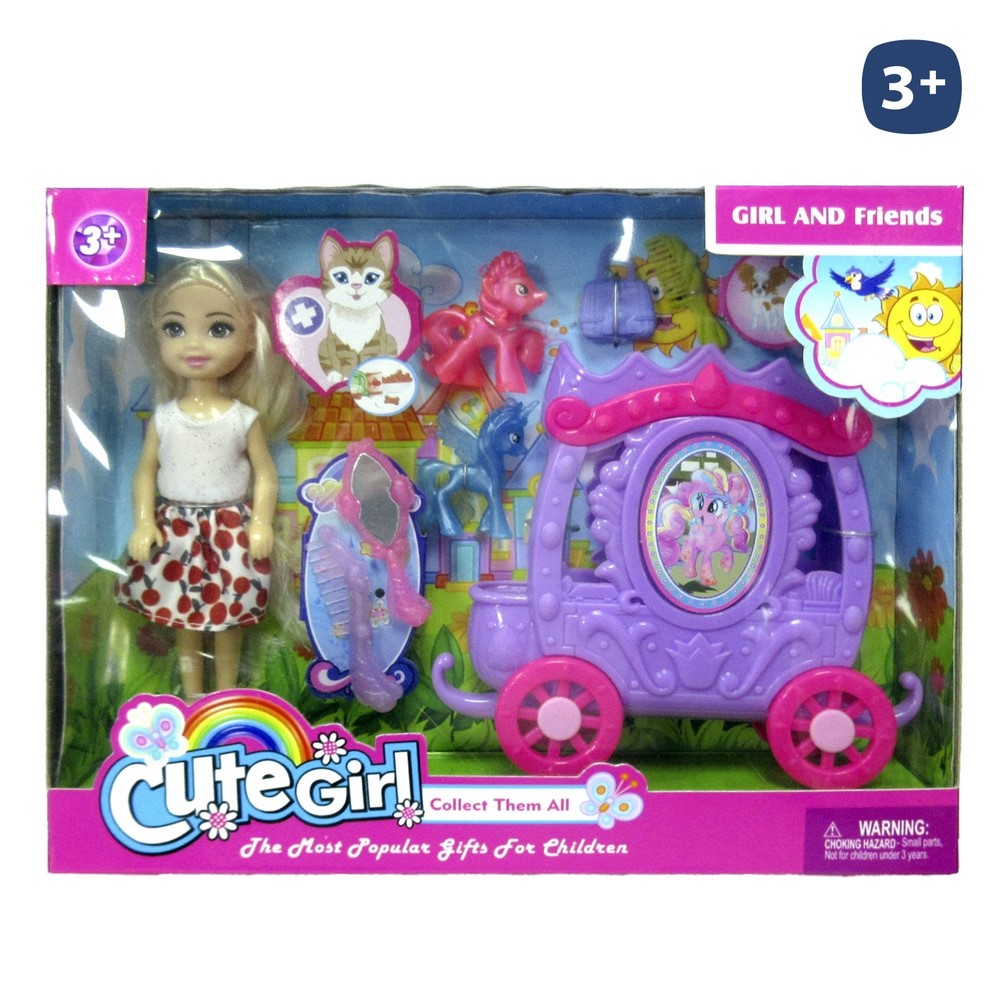 MINI MUÑECA CUTE GIRL CARROZA 2/M 17 CM CAJA VENTANA 25X20 CM