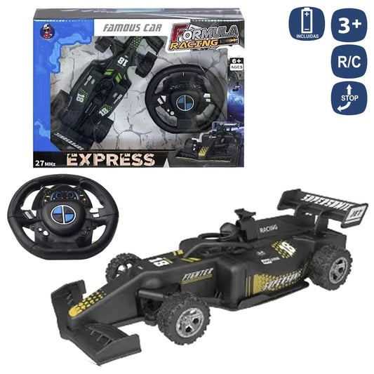 R/C 3F COCHE F1 MANDO VOLANTE 2/C 20 CM FUNCIONA CON PILAS 2AA+2AA NO INCLUIDAS CAJA VENTANA 30X23 CM