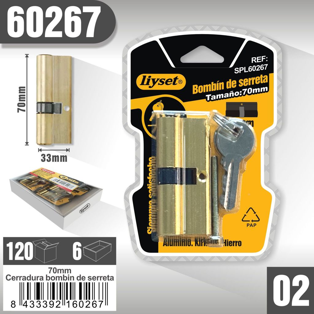 Liyset -  Cerradura Bombín de Serreta 70mm