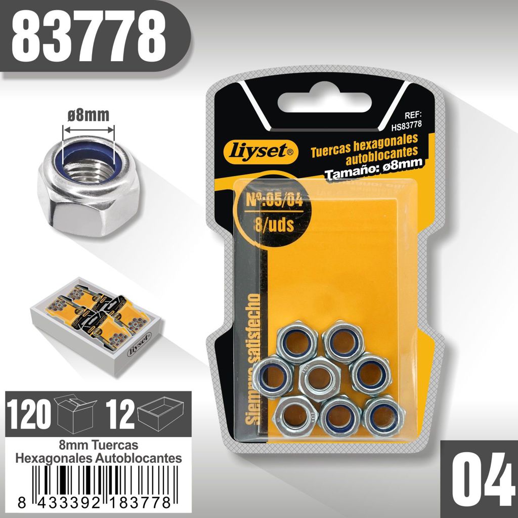 Liyset - Tuerca Hexagonal autoblocantes 8mm