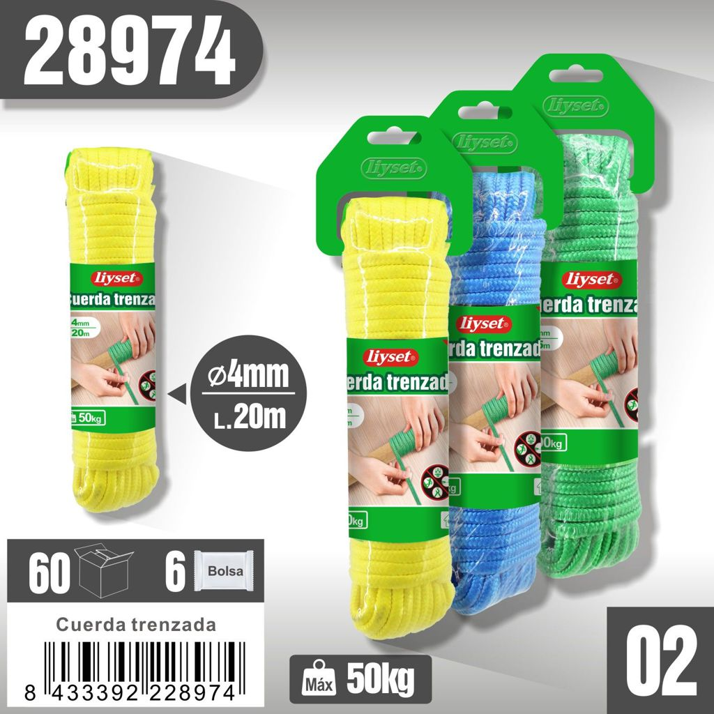 Lisyet - Cuerda trenzada multiusos (4mm x 20m)