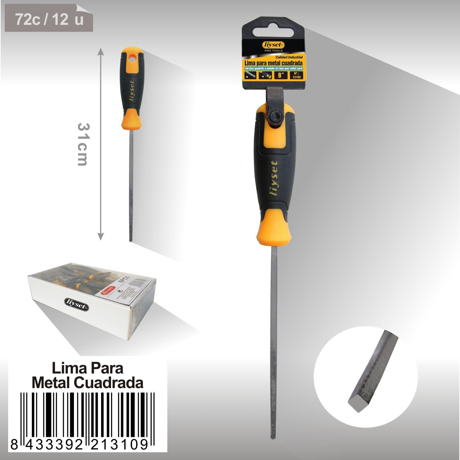 Liyset - Lima para Metal Cuadrada 31cm