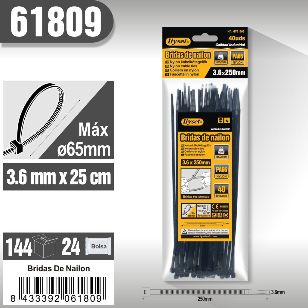 Liyset - Bridas de Nailon 3.6 x 250mm