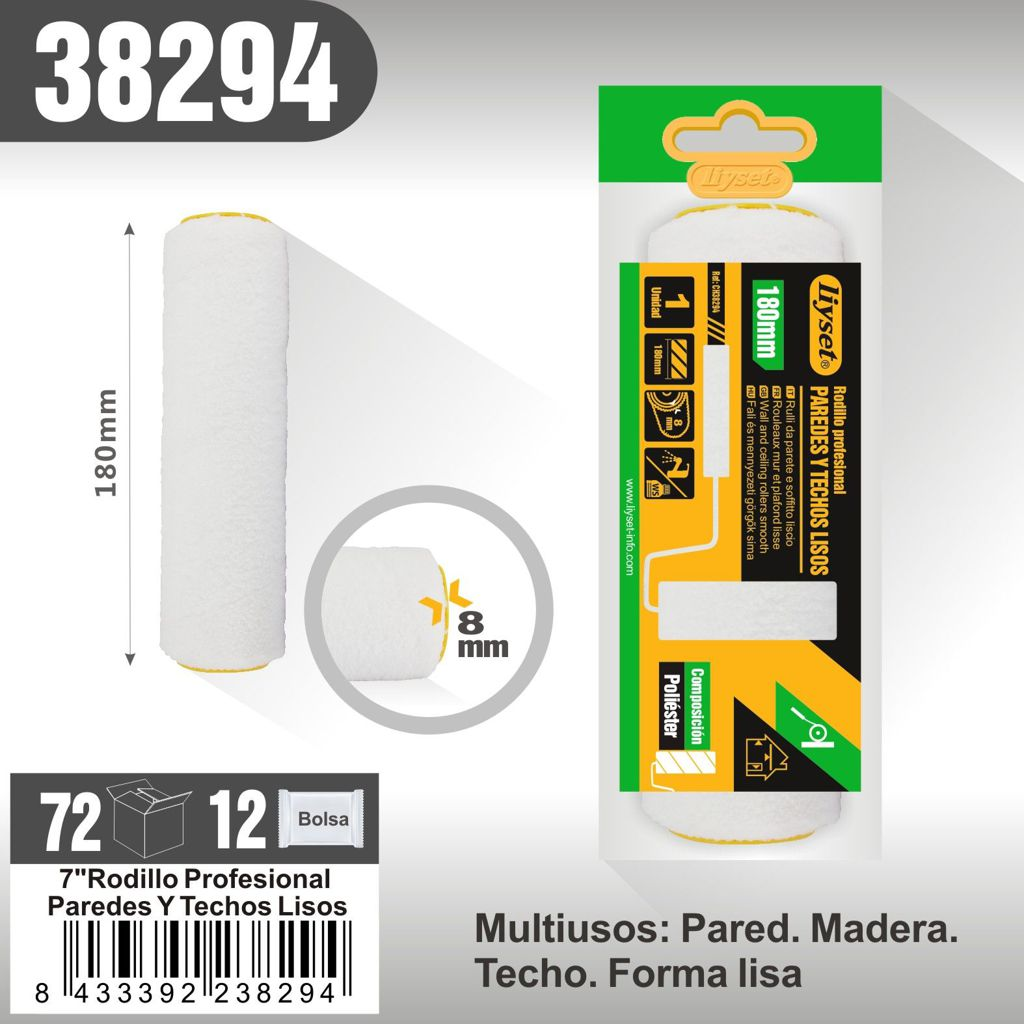 Liyset - Rodillo Profesional para Paredes y Techos Lisos