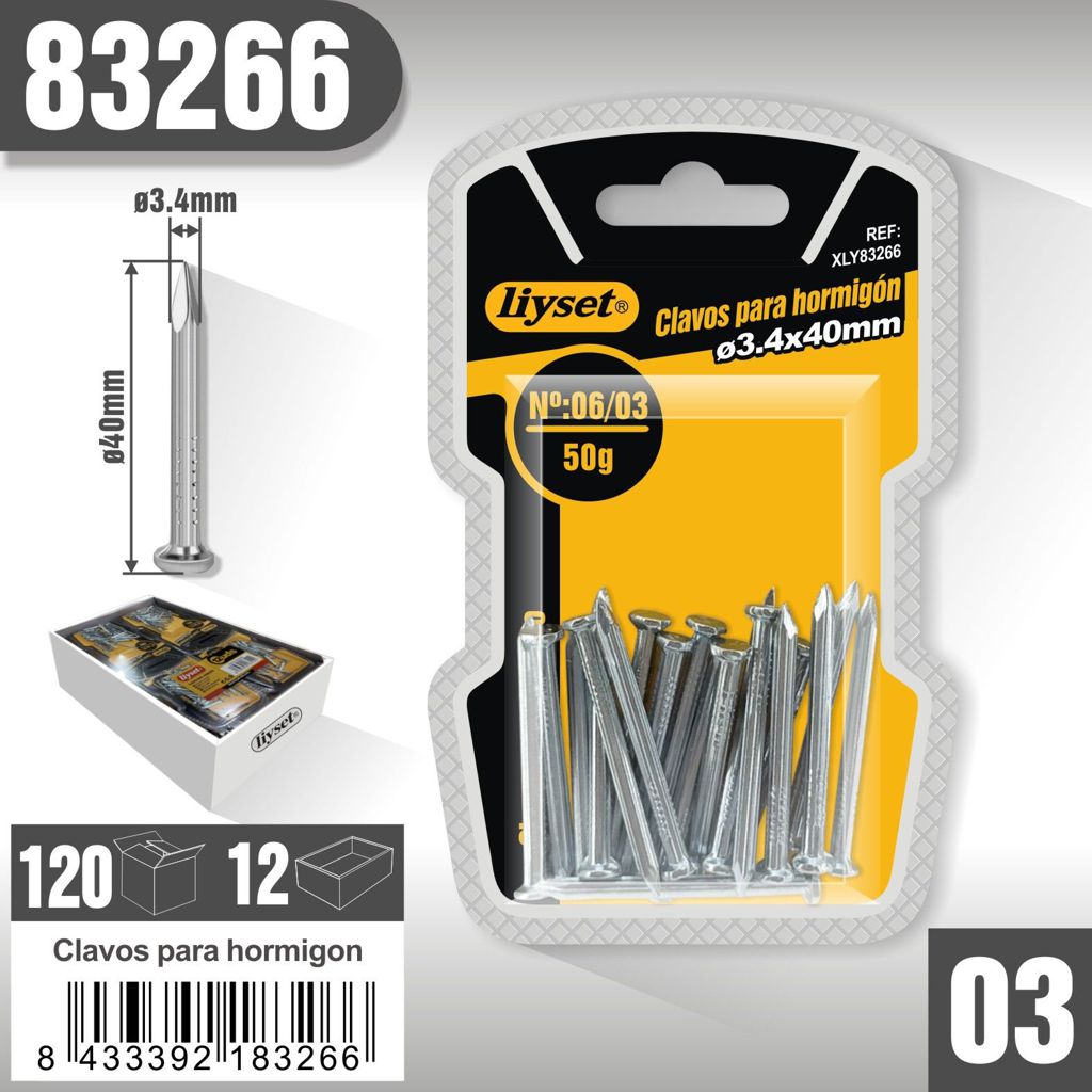 Liyset - Clavos Para Hormigón 3.4 x 40mm