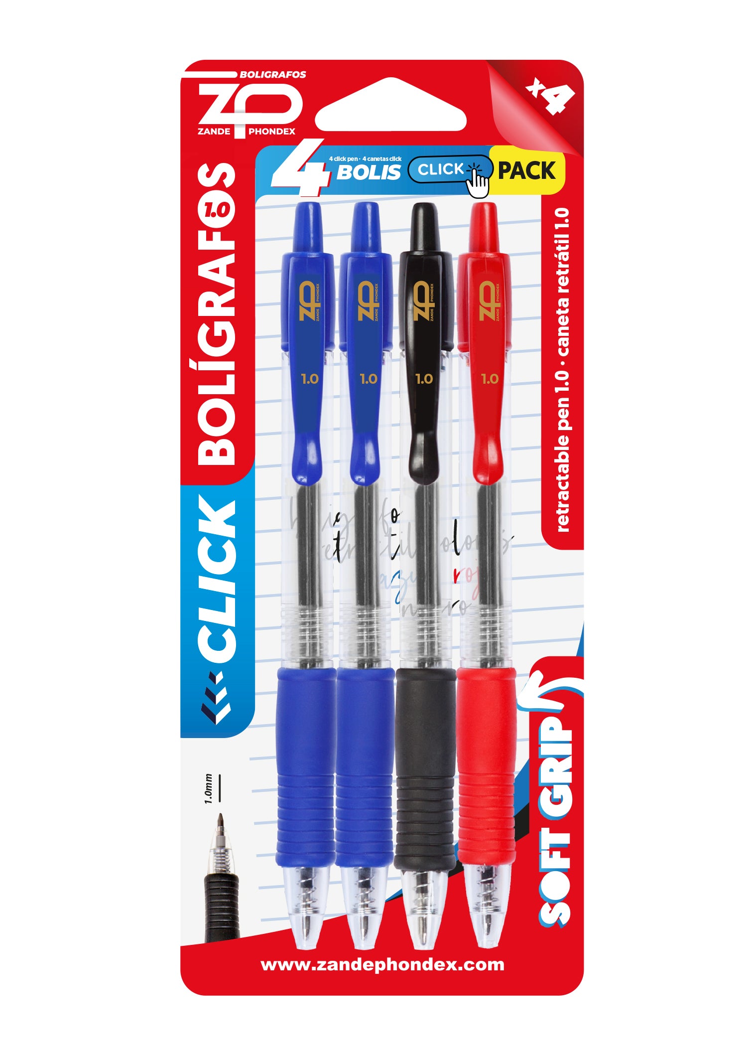 Zp - B/ 4 BOLIGRAFOS RETRACTIL