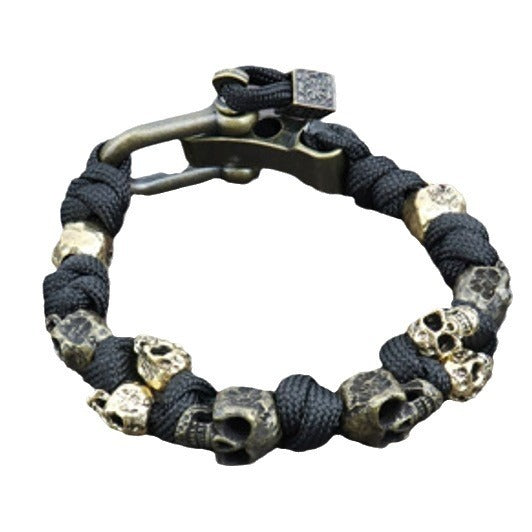 Brazalete de cuerda con adorno de calavera - Zhibo