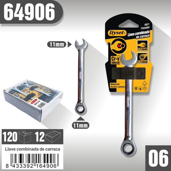 Liyset - Llave Combinada de Carraca 11mm