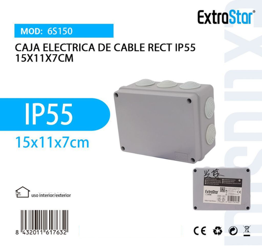 ExtraStar - Caja Eléctrica de Cable Rect ip 55 15 x 11 x 7 cm