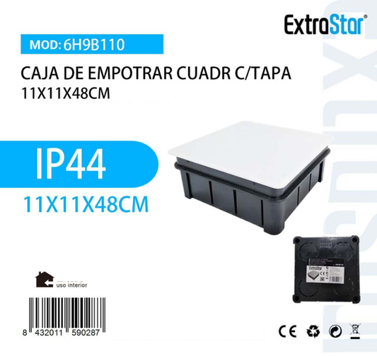 ExtraStar - Caja de Empotrar Cuadr C/Tapa 11 x 11 x 48cm