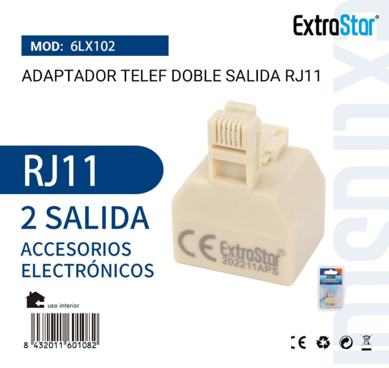 ExtraStar - Adaptador Doble Salida Telefono