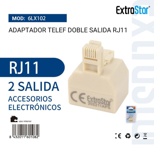 ExtraStar - Adaptador Doble Salida Telefono